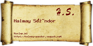 Halmay Sándor névjegykártya
